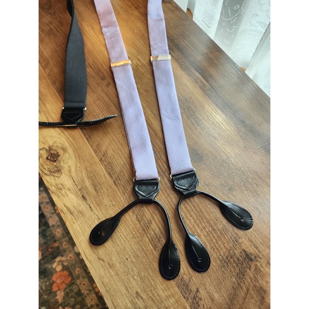 Purple Silk Suspenders Mens Button Bracers Professional Lavender Old Money